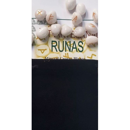 Runas de Cuarzo Blanco, Bolsa Antelina y Libro de Instrucciones