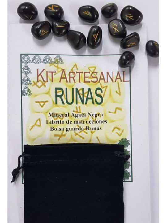 Runas de Ágata Negra, Bolsa Antelina y Libro de Instrucciones
