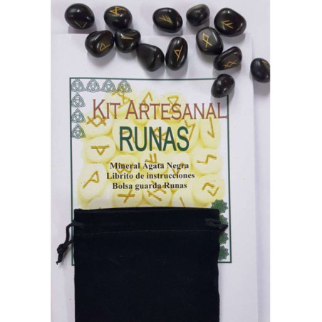 Runas de Ágata Negra, Bolsa Antelina y Libro de Instrucciones