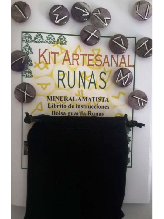 Runas de Amatista, Bolsa Antelina y Libro de Instrucciones