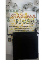 Runas de Cuarzo Cristal, Bolsa Antelina y Libro de Instrucciones
