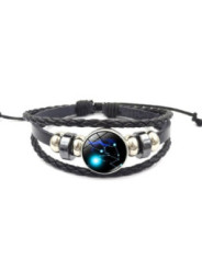 Pulsera Luminosa de Cuero Ajustable de la Constelación Tauro
