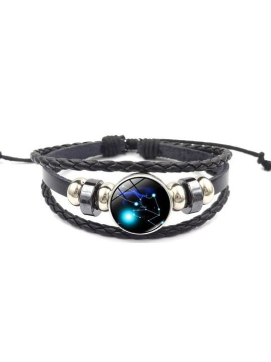 Pulsera Luminosa de Cuero Ajustable de la Constelación Tauro