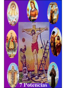 Estampa Plastificada de 7 Potencias, de 5x7,5cm.