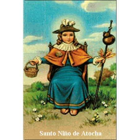 Estampa Plastificada Niño de Atocha de 5x7,5cm.