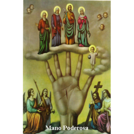 Estampa Plastificada Mano Poderosa de 5x7,5cm.