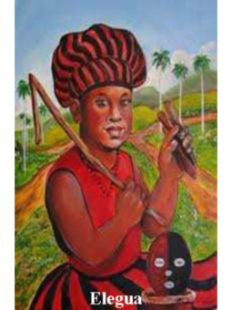 Estampa Plastificada Elegua de 5x7,5cm.