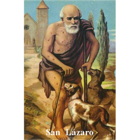 Estampa Plastificada San Lazaro. 5x7,5cm