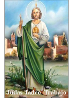 Estampa Plastificada San Judas Tadeo Trabajo. 5x7,5cm