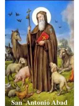 Estampa Plastificada San Antonio Abad. 5x7,5cm