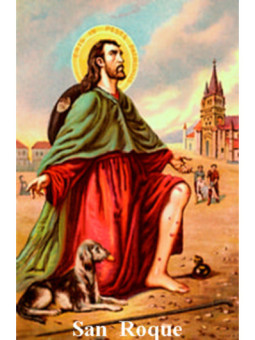 Estampa Plastificada San Roque. 5x7,5cm