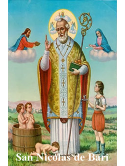 Estampa Plastificada San Nicolas de Bari. 5x7,5cm