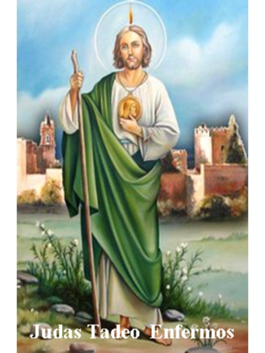 Estampa Plastificada San Judas Tadeo de los Enfermos. 5x7,5cm