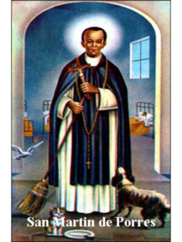 Estampa Plastificada San Martín de Porres. 5x7,5cm