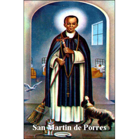 Estampa Plastificada San Martín de Porres. 5x7,5cm