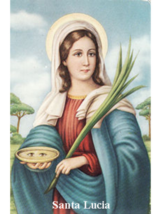 Estampa Plastificada de Santa Lucia, de 5x7,5cm.