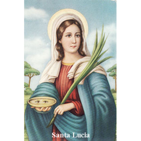 Estampa Plastificada de Santa Lucia, de 5x7,5cm.