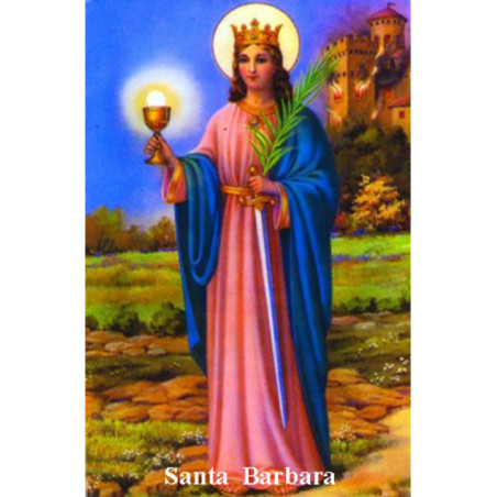 Estampa Plastificada de Santa Bárbara, de 5x7,5cm. ?