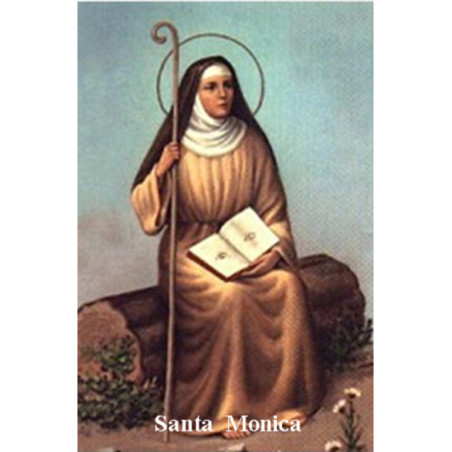 Estampa Plastificada de Santa Mónica, de 5x7,5cm. ?
