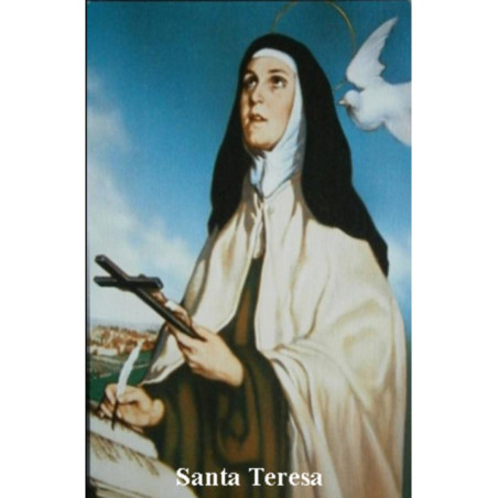 Estampa Plastificada Santa Teresa, de 5x7,5cm.