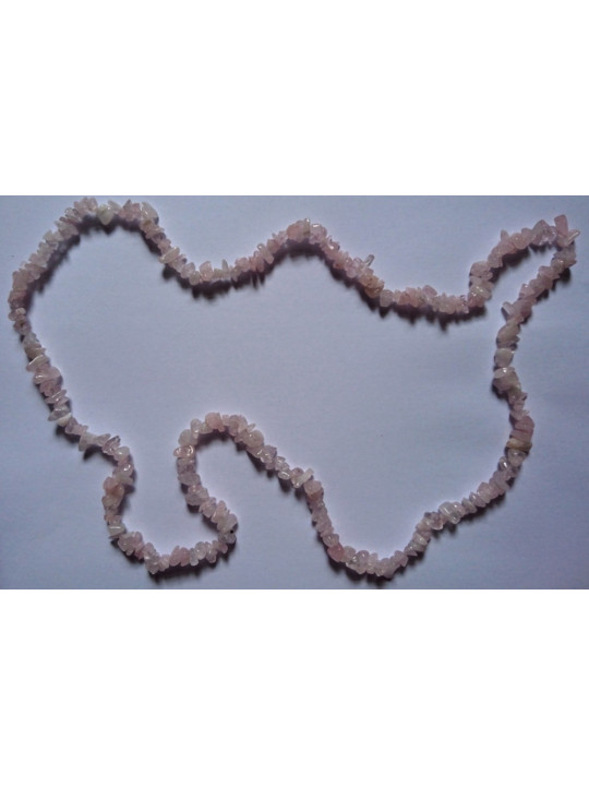 Collar Mineral chip Cuarzo Rosa. 90cm