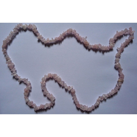 Collar Mineral chip Cuarzo Rosa. 90cm