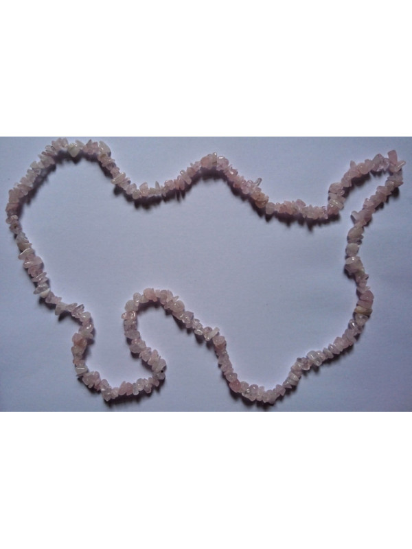 Collar Mineral chip Cuarzo Rosa. 90cm