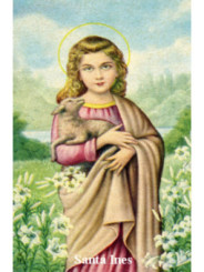 Estampa Plastificado de Santa Ines, de 5x7,5cm.