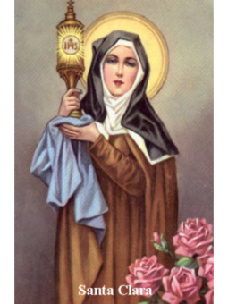 Estampa Plastificado de Santa Clara, de 5x7,5cm.