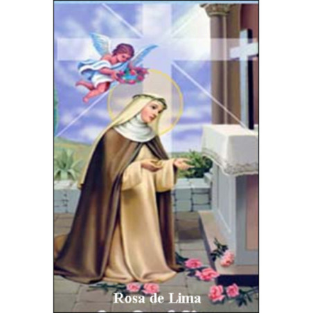 Estampa Plastificada Rosa de Lima. 5x7,5cm