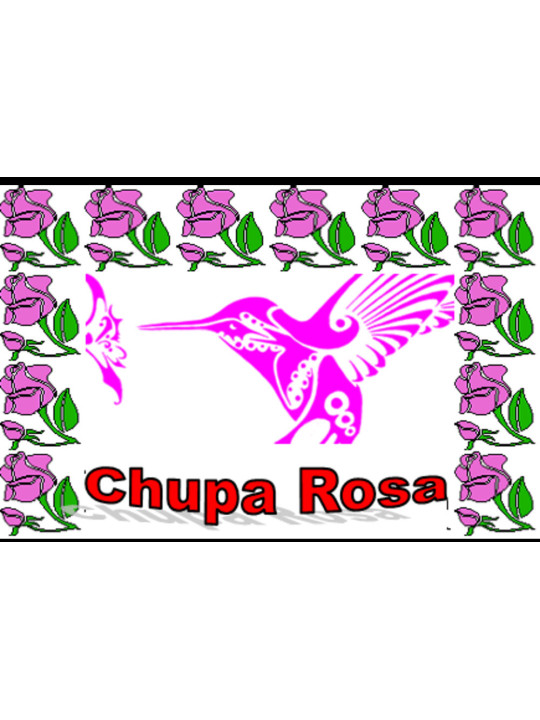 Estampa Plastificada Chupa Rosa, de 5x7,5cm.