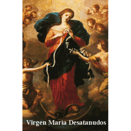 Estampa Plastificada Virgen Maria Desatanudos. 5x7,5cm