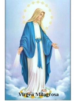 Estampa Plastificada Virgen Milagrosa. 5x7,5cm