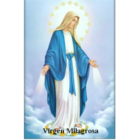 Estampa Plastificada Virgen Milagrosa. 5x7,5cm