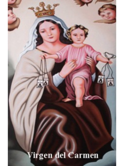 Estampa Plastificada Virgen del Carmen. 5x7,5cm