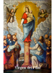 Estampa Plastificada Virgen del Pilar, de 5x7,5cm.