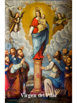 Estampa Plastificada Virgen del Pilar, de 5x7,5cm.