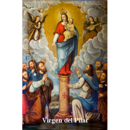 Estampa Plastificada Virgen del Pilar, de 5x7,5cm.