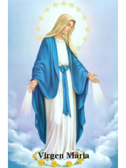 Estampa Plastificada Virgen Maria, de 5x7,5cm.