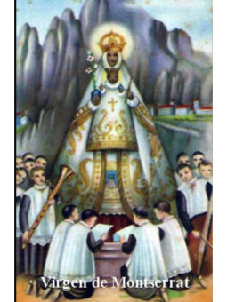 Estampa Plastificada Virgen de Montserrat. 5x7,5cm