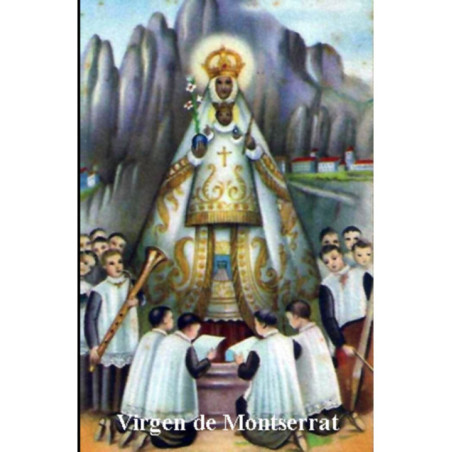 Estampa Plastificada Virgen de Montserrat. 5x7,5cm