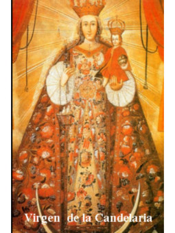 Estampa Plastificada Virgen de la Candelaria. 5x7,5cm