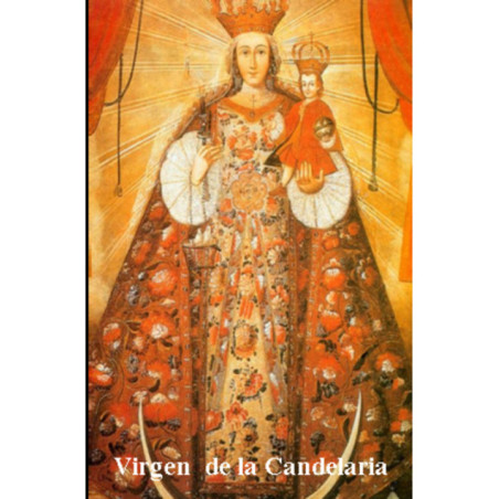 Estampa Plastificada Virgen de la Candelaria. 5x7,5cm