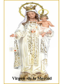 Estampa Plastificada Virgen de la Merced. 5x7,5cm