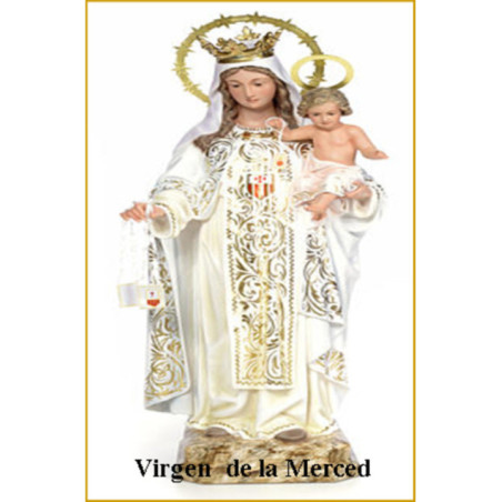 Estampa Plastificada Virgen de la Merced. 5x7,5cm