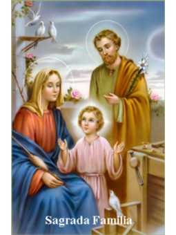 Estampa Plastificada Sagrada Familia, de 5x7,5cm.