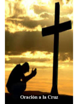 Estampa Plastificada Oración a la Cruz. 5x7,5cm