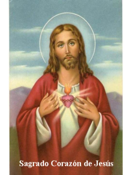 Estampa Plastificada Sagrado Corazón de Jesús. 5x7,5cm