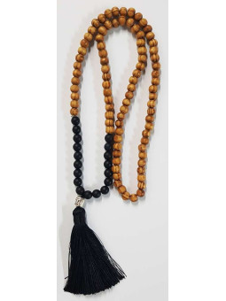 Collar Budista de Madera y Onix con Amuleto de Buda