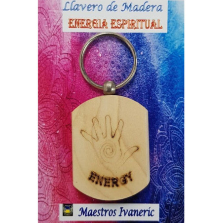 Llavero de Madera Con Símbolo Energía Espiritual